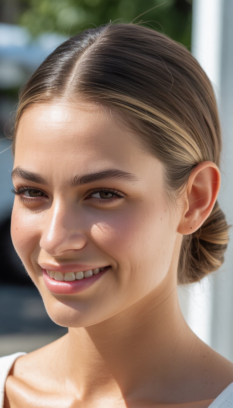 A person with braided hair smiling in natural daylight.